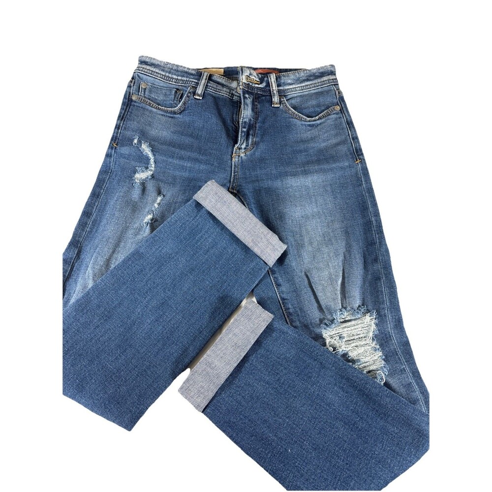 Pilcro Slim Boyrfriend Crop Med Wash Denim Jeans SIze 25 Cuffed 5 pocket